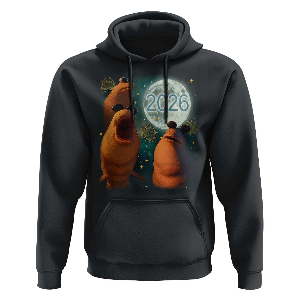 Funny Marcus The Worm New Year Hoodie Happy New Year 2026 Moon NYE Party - Wonder Print Shop