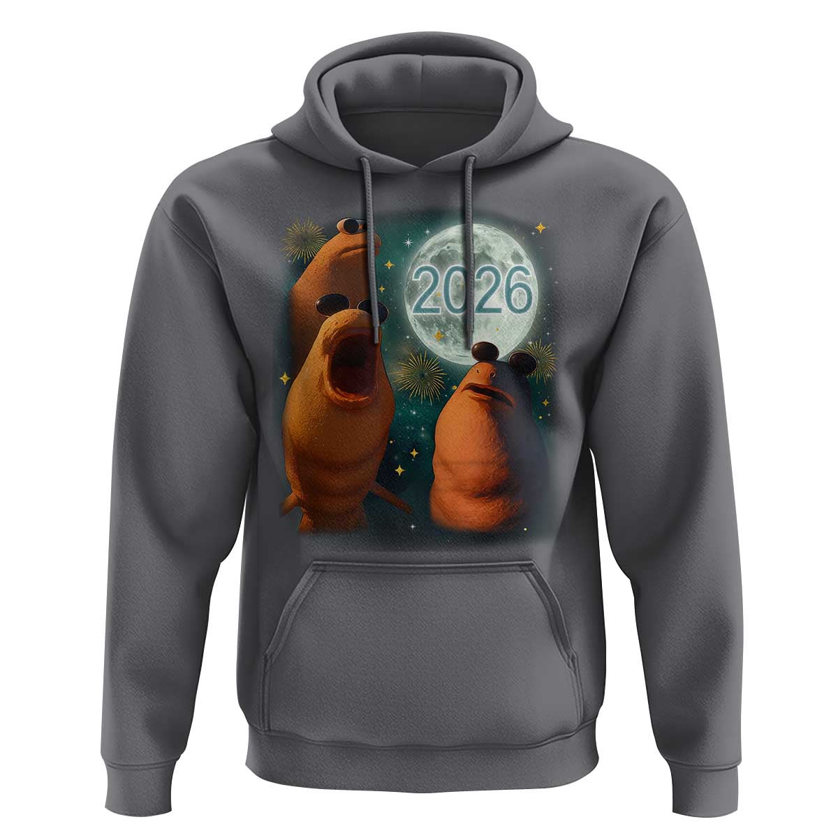 Funny Marcus The Worm New Year Hoodie Happy New Year 2026 Moon NYE Party - Wonder Print Shop