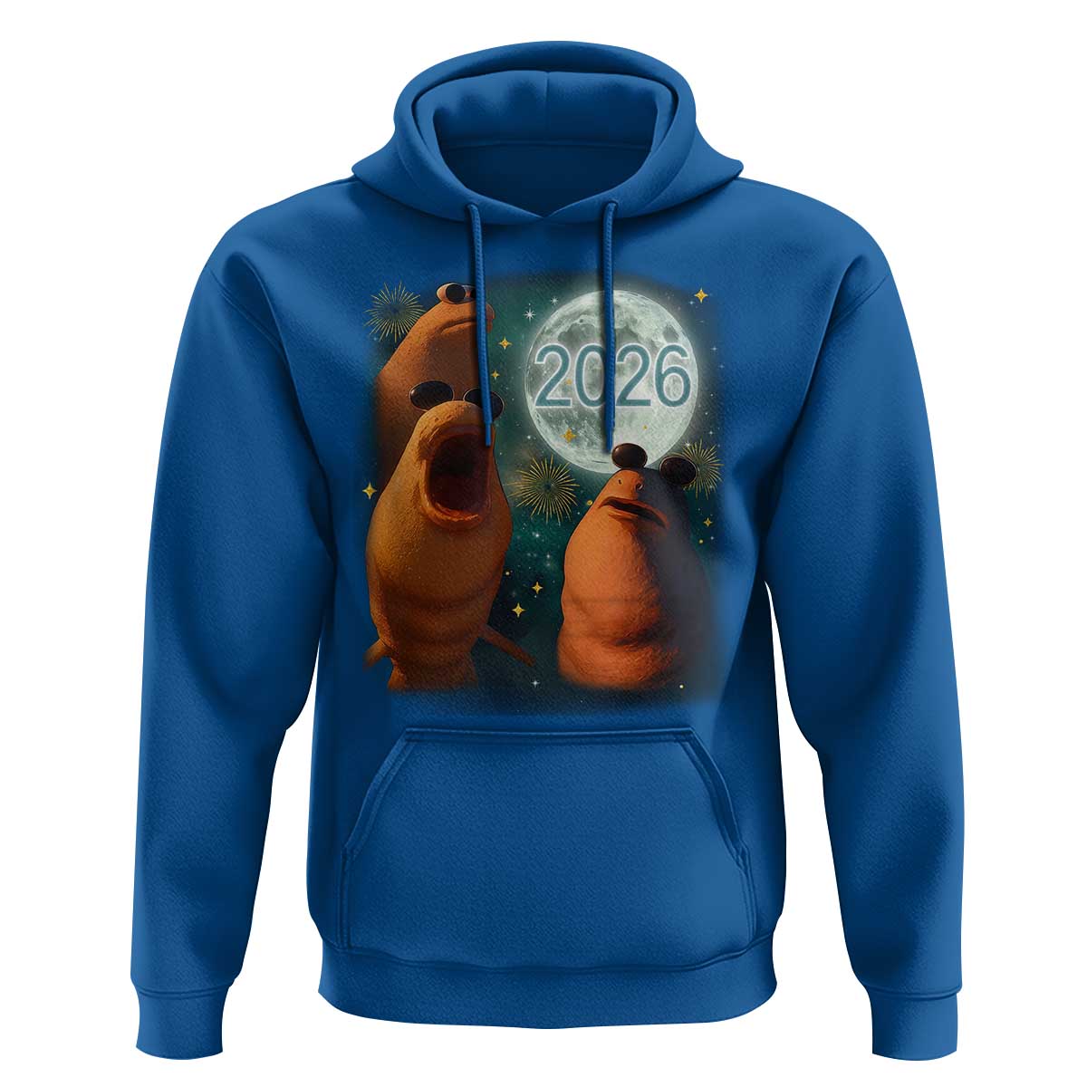 Funny Marcus The Worm New Year Hoodie Happy New Year 2026 Moon NYE Party - Wonder Print Shop