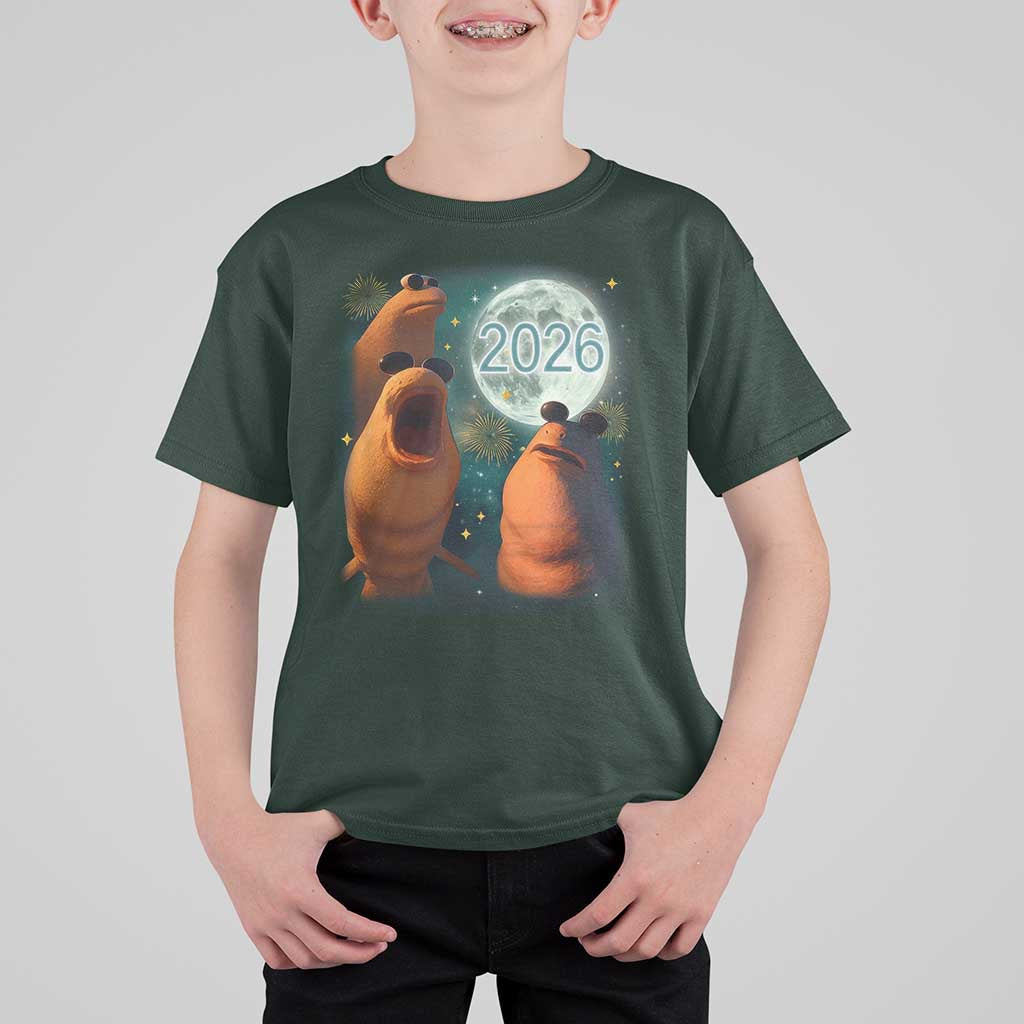 Funny Marcus The Worm New Year T Shirt For Kid Happy New Year 2026 Moon NYE Party - Wonder Print Shop