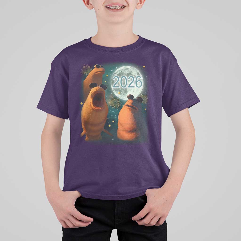 Funny Marcus The Worm New Year T Shirt For Kid Happy New Year 2026 Moon NYE Party - Wonder Print Shop