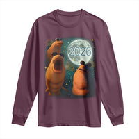 Funny Marcus The Worm New Year Long Sleeve Shirt Happy New Year 2026 Moon NYE Party - Wonder Print Shop
