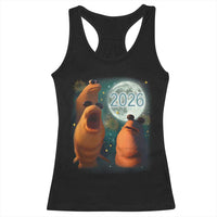 Funny Marcus The Worm New Year Racerback Tank Top Happy New Year 2026 Moon NYE Party - Wonder Print Shop