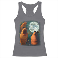 Funny Marcus The Worm New Year Racerback Tank Top Happy New Year 2026 Moon NYE Party - Wonder Print Shop