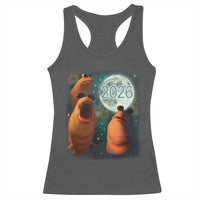 Funny Marcus The Worm New Year Racerback Tank Top Happy New Year 2026 Moon NYE Party - Wonder Print Shop