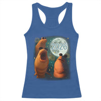 Funny Marcus The Worm New Year Racerback Tank Top Happy New Year 2026 Moon NYE Party - Wonder Print Shop