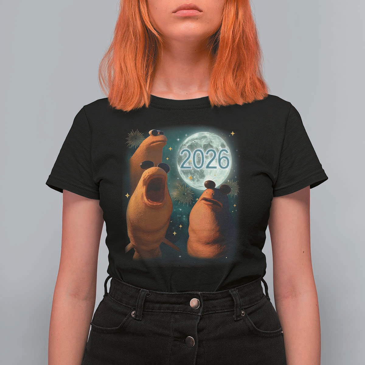 Funny Marcus The Worm New Year T Shirt For Women Happy New Year 2026 Moon NYE Party - Wonder Print Shop