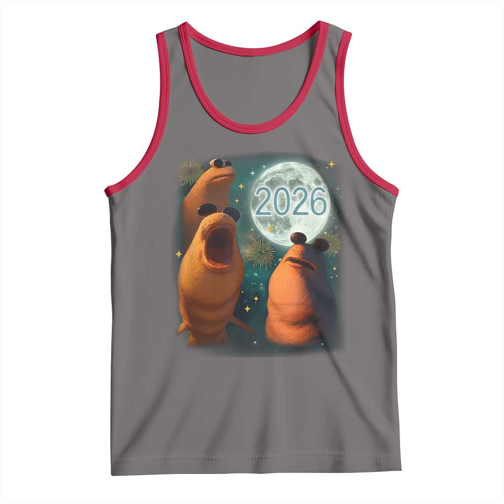Funny Marcus The Worm New Year Tank Top Happy New Year 2026 Moon NYE Party - Wonder Print Shop