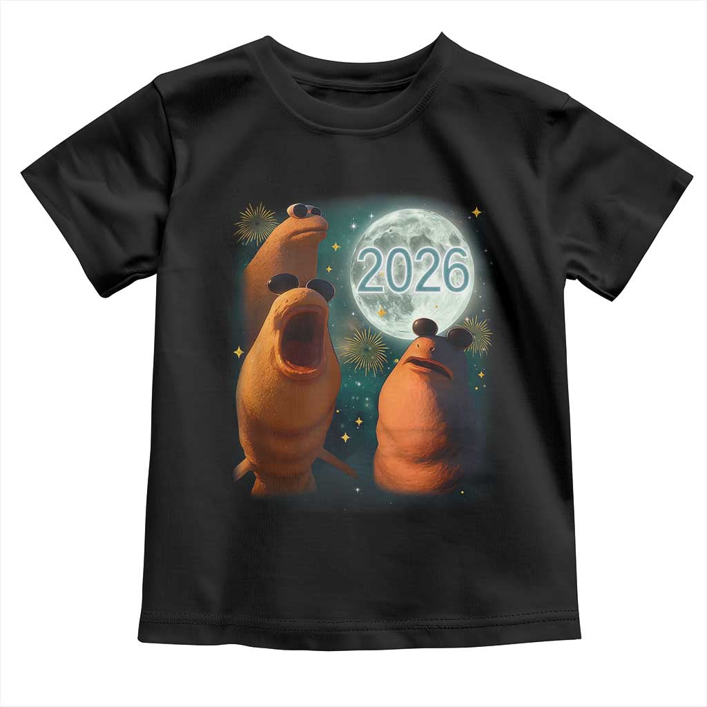 Funny Marcus The Worm New Year Toddler T Shirt Happy New Year 2026 Moon NYE Party - Wonder Print Shop