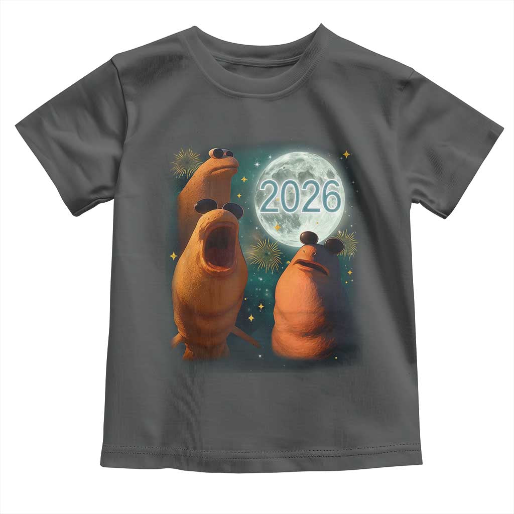 Funny Marcus The Worm New Year Toddler T Shirt Happy New Year 2026 Moon NYE Party - Wonder Print Shop