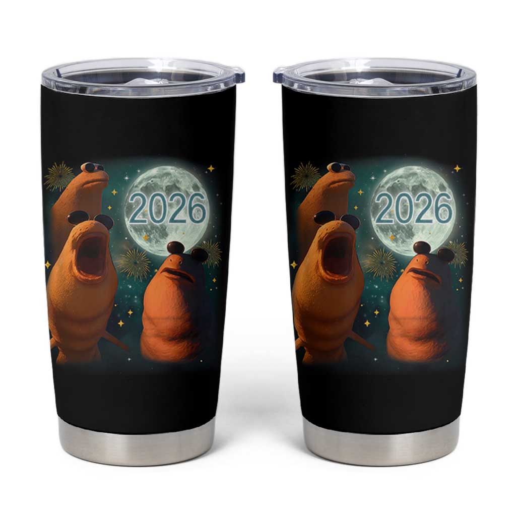 Funny Marcus The Worm New Year Tumbler Cup Happy New Year 2026 Moon NYE Party - Wonder Print Shop