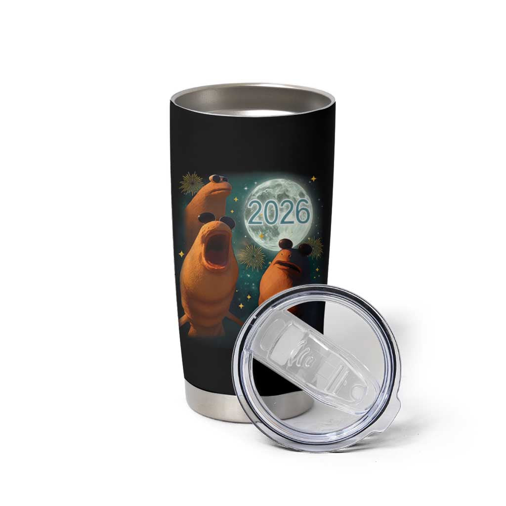 Funny Marcus The Worm New Year Tumbler Cup Happy New Year 2026 Moon NYE Party - Wonder Print Shop