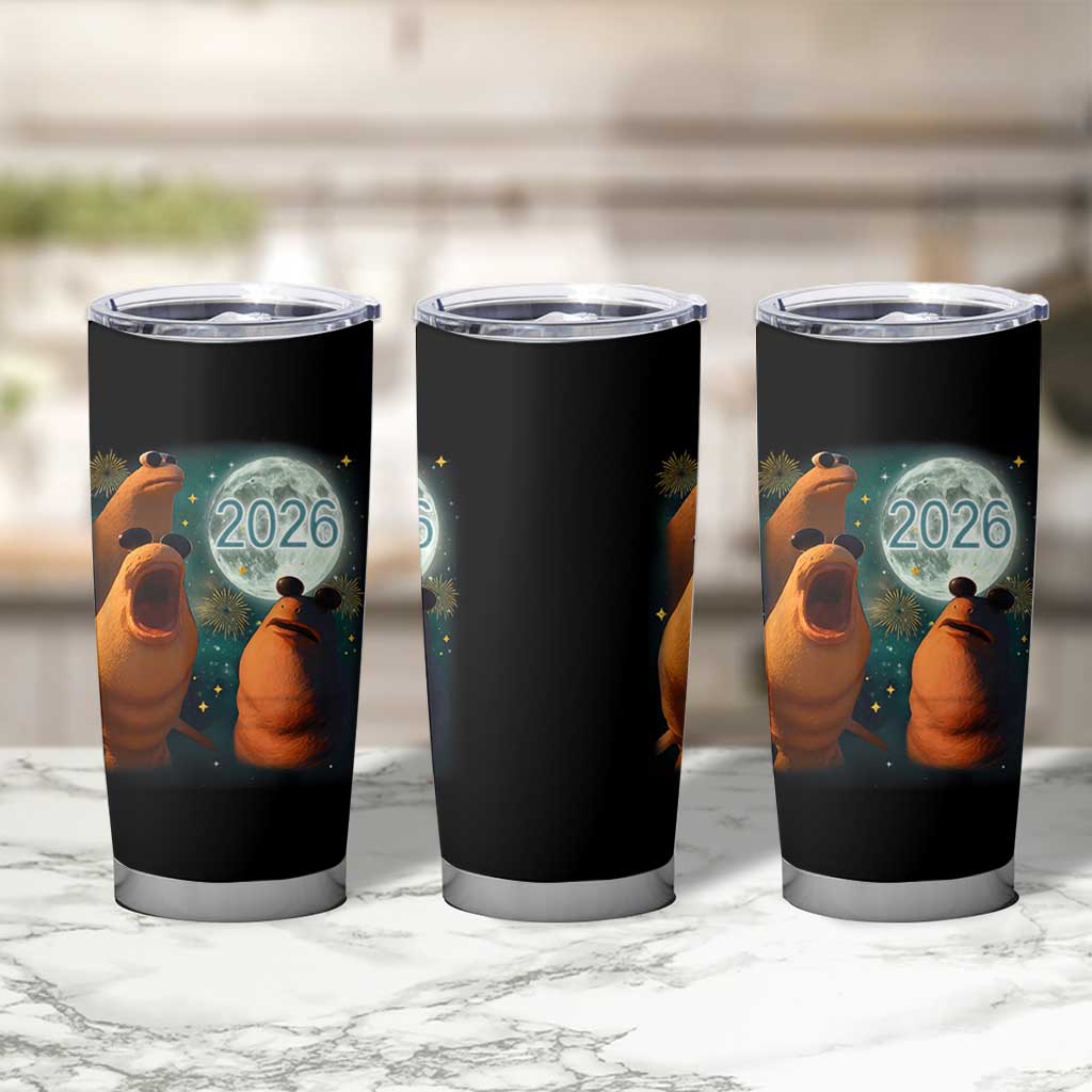 Funny Marcus The Worm New Year Tumbler Cup Happy New Year 2026 Moon NYE Party - Wonder Print Shop