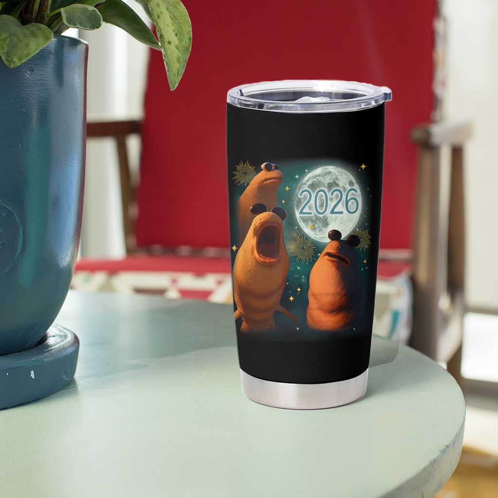 Funny Marcus The Worm New Year Tumbler Cup Happy New Year 2026 Moon NYE Party - Wonder Print Shop
