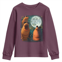 Funny Marcus The Worm New Year Youth Sweatshirt Happy New Year 2026 Moon NYE Party - Wonder Print Shop