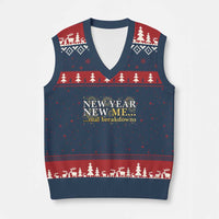 New Year New Me Mental Breakdowns V-Neck Knit Sweater Vest Funny New Year Party Fireworks - Wonder Print Shop