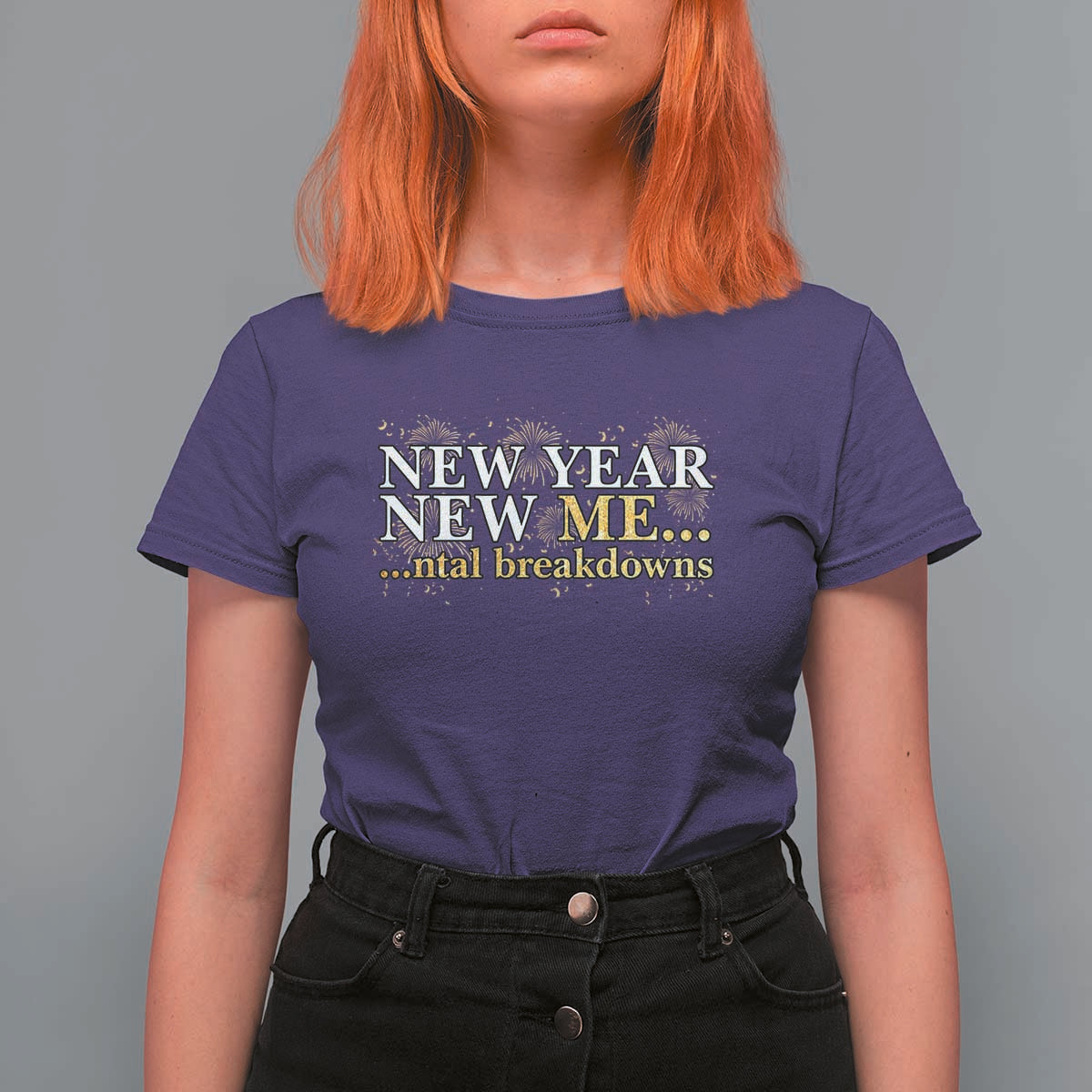 New Year New Me Mental Breakdowns T Shirt For Women Funny New Year Party Fireworks - Wonder Print Shop