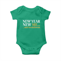 New Year New Me Mental Breakdowns Baby Onesie Funny New Year Party Faux Glitter - Wonder Print Shop
