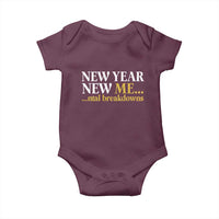 New Year New Me Mental Breakdowns Baby Onesie Funny New Year Party Faux Glitter - Wonder Print Shop