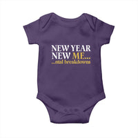 New Year New Me Mental Breakdowns Baby Onesie Funny New Year Party Faux Glitter - Wonder Print Shop