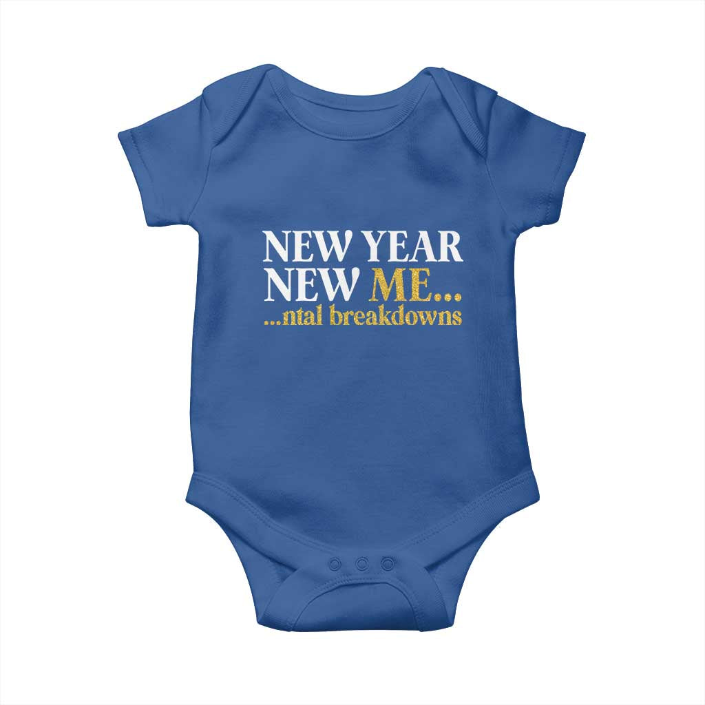 New Year New Me Mental Breakdowns Baby Onesie Funny New Year Party Faux Glitter - Wonder Print Shop