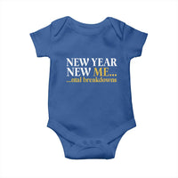 New Year New Me Mental Breakdowns Baby Onesie Funny New Year Party Faux Glitter - Wonder Print Shop