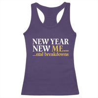 New Year New Me Mental Breakdowns Racerback Tank Top Funny New Year Party Faux Glitter - Wonder Print Shop