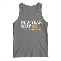 New Year New Me Mental Breakdowns Tank Top Funny New Year Party Faux Glitter - Wonder Print Shop