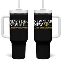 New Year New Me Mental Breakdowns Tumbler With Handle Funny New Year Party Faux Glitter - Wonder Print Shop