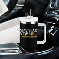New Year New Me Mental Breakdowns Tumbler With Handle Funny New Year Party Faux Glitter - Wonder Print Shop
