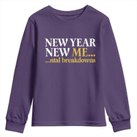 New Year New Me Mental Breakdowns Youth Sweatshirt Funny New Year Party Faux Glitter - Wonder Print Shop