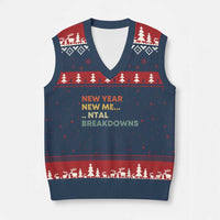 New Year New Me Mental Breakdowns V-Neck Knit Sweater Vest Funny New Year Party - Wonder Print Shop