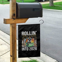 Funny Raccoon Rollin Into 2026 Garden Flag Happy New Year Dumpster Fire - Wonder Print Shop