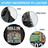 Funny Raccoon Rollin Into 2026 Spare Tire Cover Happy New Year Dumpster Fire - Wonder Print Shop