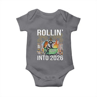 Funny Raccoon Rollin Into 2026 Baby Onesie Happy New Year Dumpster Fire - Wonder Print Shop