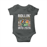 Funny Raccoon Rollin Into 2026 Baby Onesie Happy New Year Dumpster Fire - Wonder Print Shop