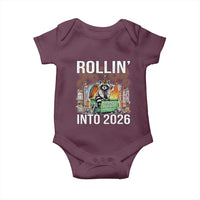 Funny Raccoon Rollin Into 2026 Baby Onesie Happy New Year Dumpster Fire - Wonder Print Shop