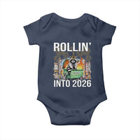 Funny Raccoon Rollin Into 2026 Baby Onesie Happy New Year Dumpster Fire - Wonder Print Shop