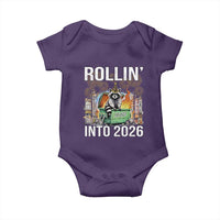 Funny Raccoon Rollin Into 2026 Baby Onesie Happy New Year Dumpster Fire - Wonder Print Shop