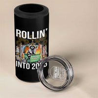 Funny Raccoon Rollin Into 2026 4 in 1 Can Cooler Tumbler Happy New Year Dumpster Fire - Wonder Print Shop