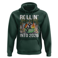 Funny Raccoon Rollin Into 2026 Hoodie Happy New Year Dumpster Fire - Wonder Print Shop