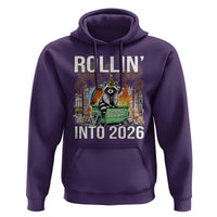 Funny Raccoon Rollin Into 2026 Hoodie Happy New Year Dumpster Fire - Wonder Print Shop