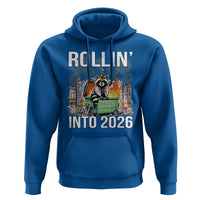 Funny Raccoon Rollin Into 2026 Hoodie Happy New Year Dumpster Fire - Wonder Print Shop