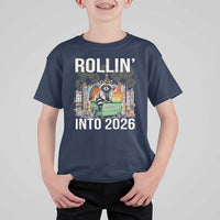 Funny Raccoon Rollin Into 2026 T Shirt For Kid Happy New Year Dumpster Fire - Wonder Print Shop