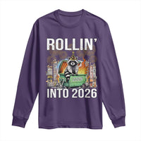 Funny Raccoon Rollin Into 2026 Long Sleeve Shirt Happy New Year Dumpster Fire - Wonder Print Shop