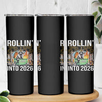 Funny Raccoon Rollin Into 2026 Skinny Tumbler Happy New Year Dumpster Fire - Wonder Print Shop