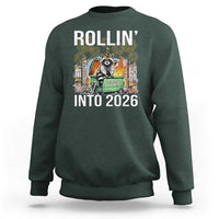 Funny Raccoon Rollin Into 2026 Sweatshirt Happy New Year Dumpster Fire - Wonder Print Shop