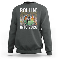 Funny Raccoon Rollin Into 2026 Sweatshirt Happy New Year Dumpster Fire - Wonder Print Shop
