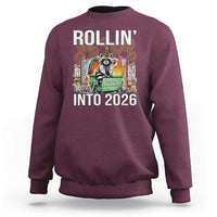 Funny Raccoon Rollin Into 2026 Sweatshirt Happy New Year Dumpster Fire - Wonder Print Shop