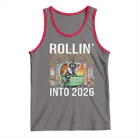 Funny Raccoon Rollin Into 2026 Tank Top Happy New Year Dumpster Fire - Wonder Print Shop